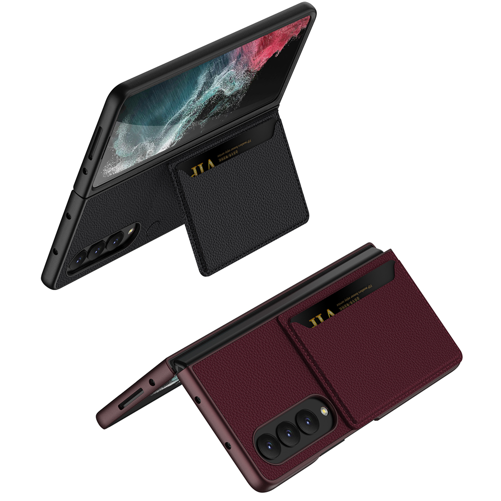 GKK CARD Husă Din Piele Pentru Samsung Galaxy Z Fold 4 5G Maro