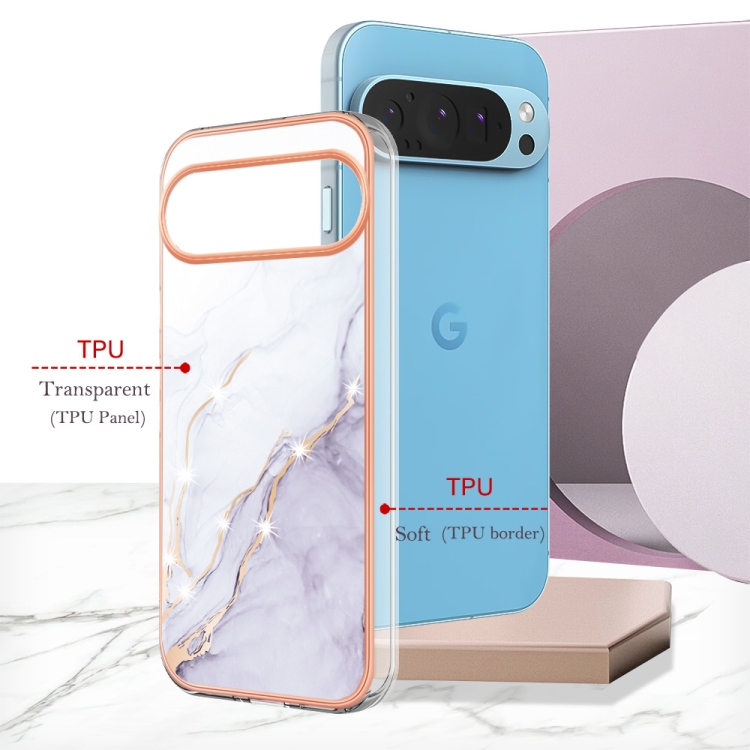 IMD MARBLE Husă De Protecție Pentru Google Pixel 9 / Pixel 9 Pro WHITE