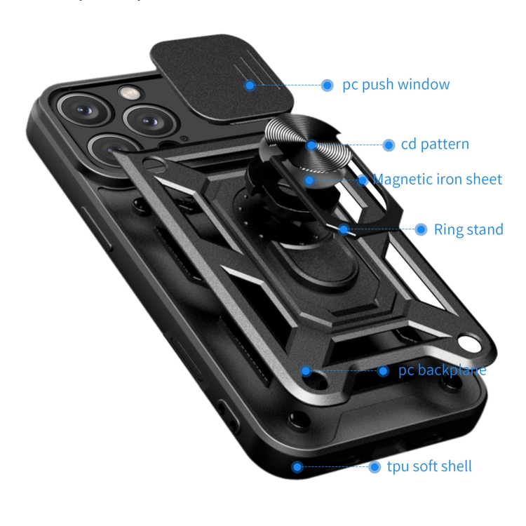 RING CAMERA Capac Cu Suport Pentru Apple IPhone 16 Pro Max Roz