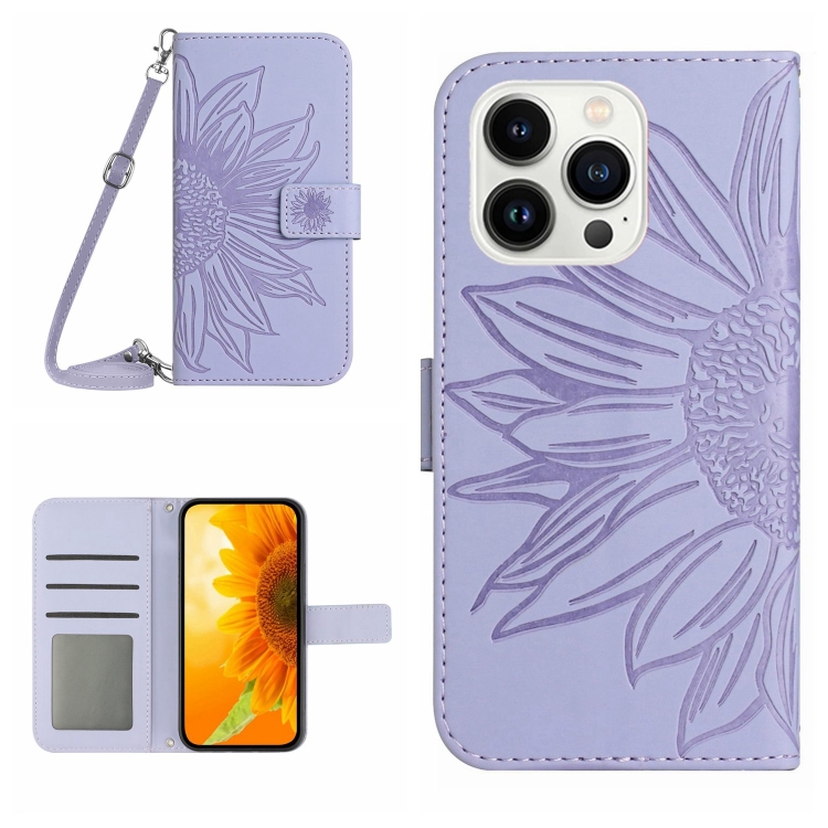 ART SUNFLOWER Husă Portofel Cu șnur Pentru Apple IPhone 16 Pro Max Violet Deschis