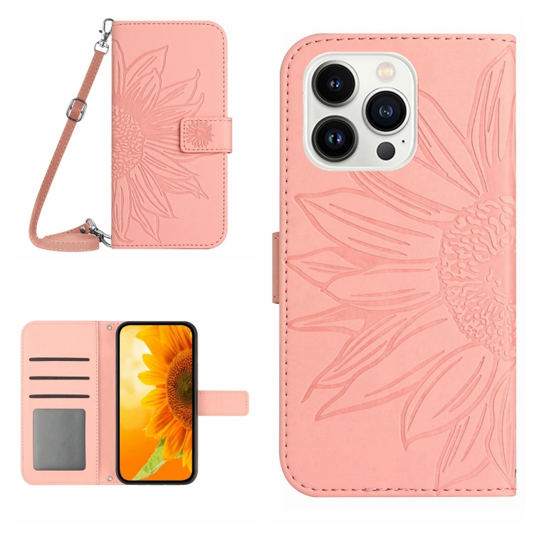 ART SUNFLOWER Husă Portofel Cu șnur Pentru Apple IPhone 16 Pro Max Roz Deschis