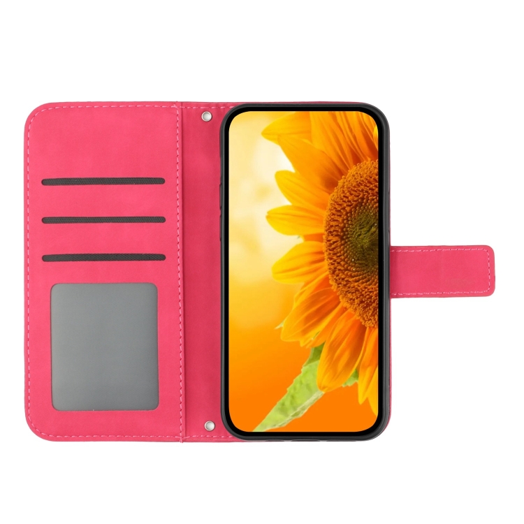 ART SUNFLOWER Husă Portofel Cu șnur Pentru Apple IPhone 16 Pro Max Roz închis