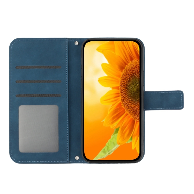 ART SUNFLOWER Husă Portofel Cu șnur Pentru Apple IPhone 16 Pro Max Albastru închis