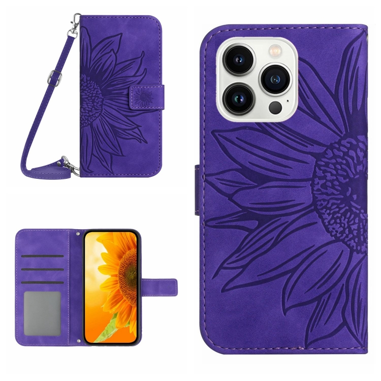 ART SUNFLOWER Husă Portofel Cu șnur Pentru Apple IPhone 16 Pro Max Violet închis