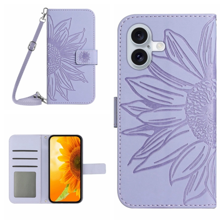 ART SUNFLOWER Husă Portofel Cu șnur Pentru Apple IPhone 16 Plus Violet