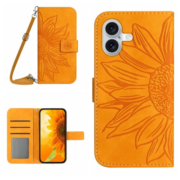 ART SUNFLOWER Husă Portofel Cu șnur Pentru Apple IPhone 16 Galben