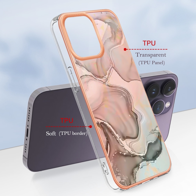 IMD MARBLE Husă De Protecție Pentru Apple IPhone 16 Pro Max ROSE GOLD