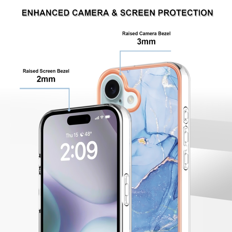 IMD MARBLE Husă De Protecție Pentru Apple IPhone 16 Plus ALBASTRU