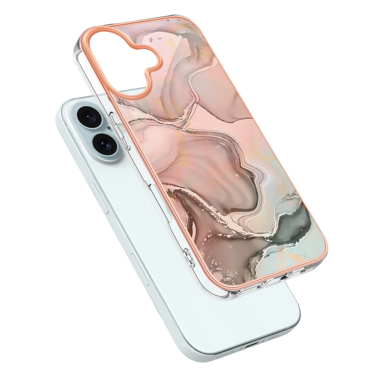 IMD MARBLE Husă De Protecție Pentru Apple IPhone 16 Plus ROSE GOLD