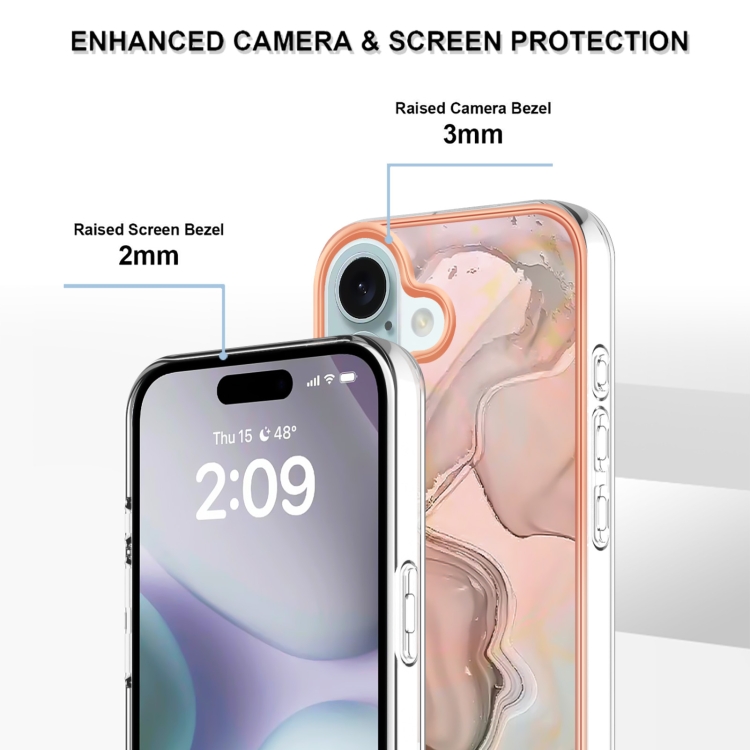 IMD MARBLE Husă De Protecție Pentru Apple IPhone 16 Plus ROSE GOLD