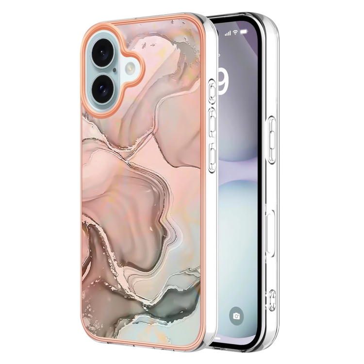 IMD MARBLE Husă De Protecție Pentru Apple IPhone 16 Plus ROSE GOLD