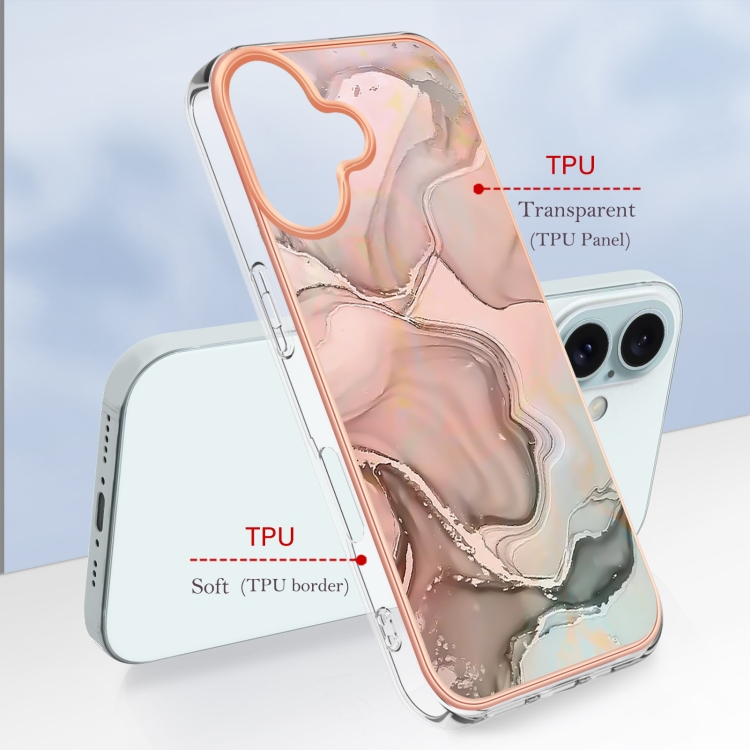 IMD MARBLE Husă De Protecție Pentru Apple IPhone 16 Plus ROSE GOLD