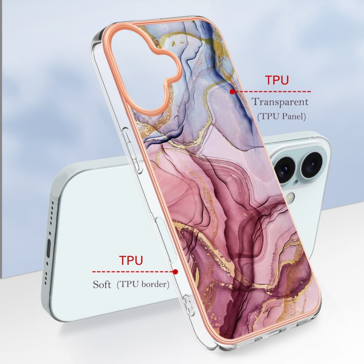 IMD MARBLE Husă De Protecție Pentru Apple IPhone 16 Plus ROSE RED