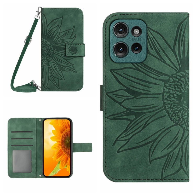 ART SUNFLOWER Husă Portofel Cu șnur Pentru Motorola Edge 50 Verde