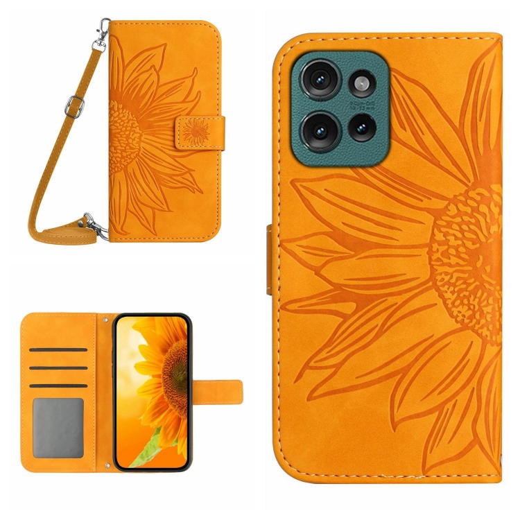 ART SUNFLOWER Husă Portofel Cu șnur Pentru Motorola Edge 50 Galben