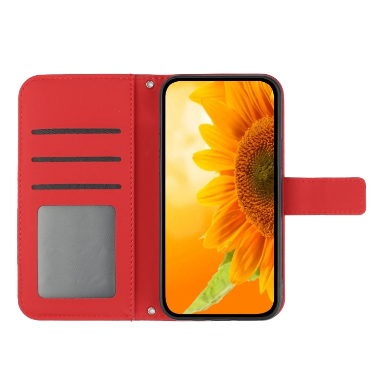 ART SUNFLOWER Husă Portofel Cu șnur Pentru Motorola Edge 50 Neo Roșu