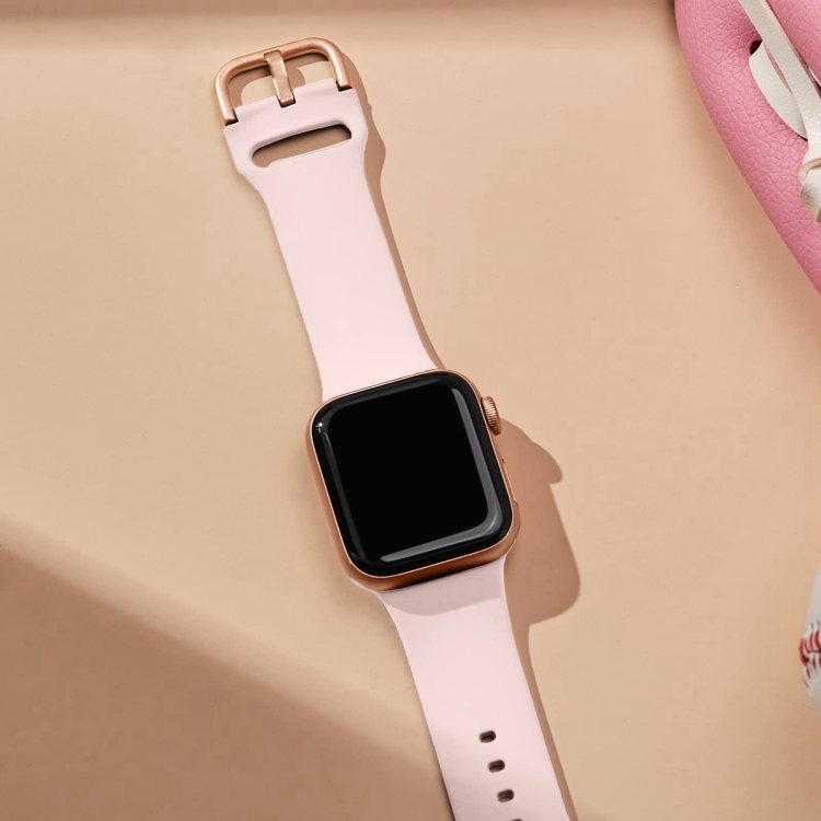 SILICONE Curea Interschimbabilă Pentru Apple Watch 10 46mm Roz Deschis