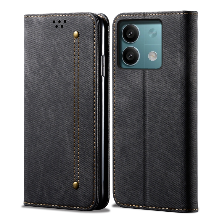 DENIM Husă Portofel Pentru Xiaomi Redmi Note 13 Negru