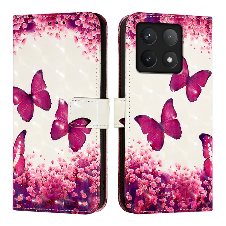 ART Husă Portofel Pentru Xiaomi 14T Pro PINK BUTTERLY