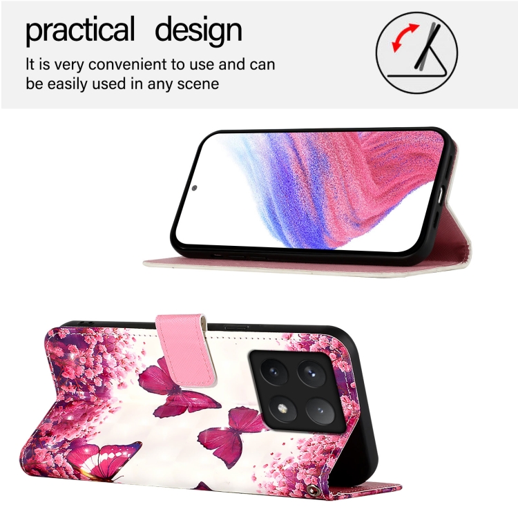 ART Husă Portofel Pentru Xiaomi 14T Pro PINK BUTTERLY