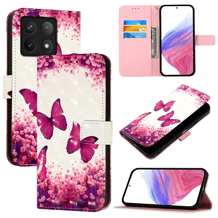 ART Husă Portofel Pentru Xiaomi 14T Pro PINK BUTTERLY