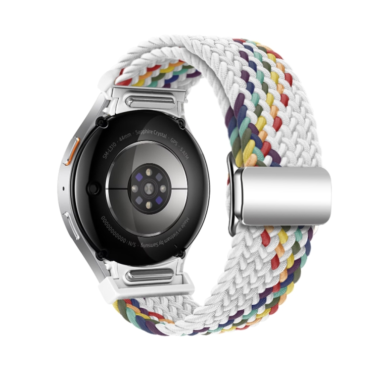 Curea Din Nailon împletită Pentru Samsung Galaxy Watch 7 (40 / 44 Mm) WHITE RAINBOW