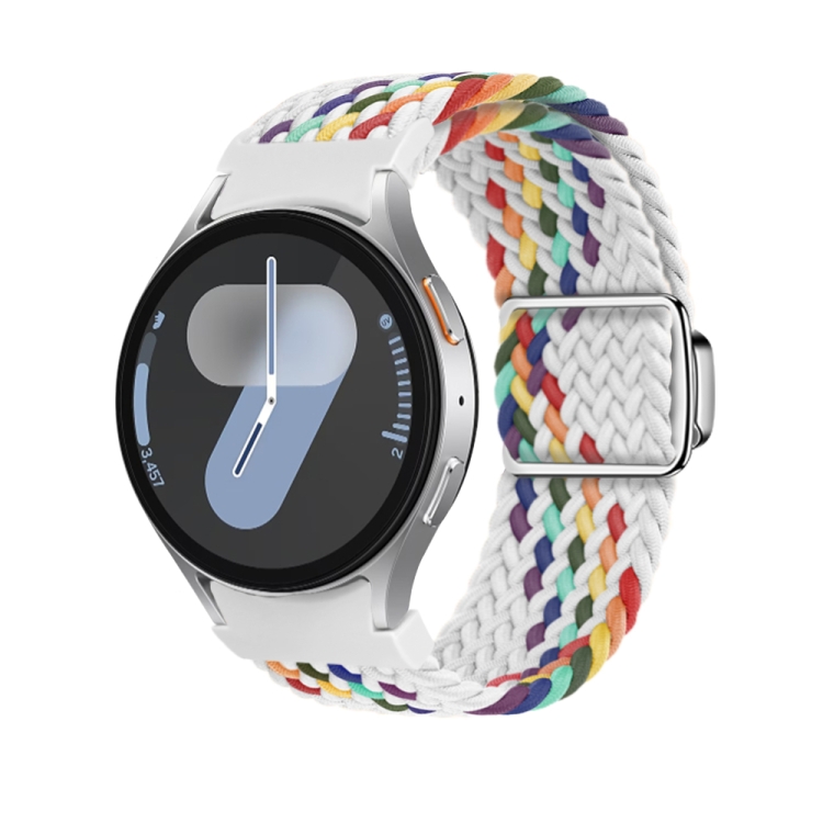 Curea Din Nailon împletită Pentru Samsung Galaxy Watch 7 (40 / 44 Mm) WHITE RAINBOW