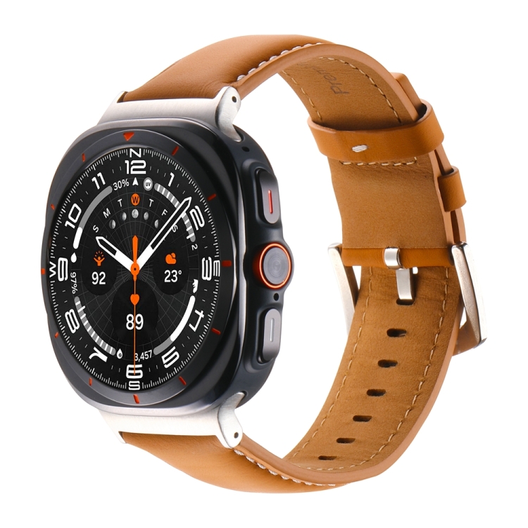 LEATHER Curea Din Piele Pentru Samsung Galaxy Watch Ultra 47mm Maro Deschis