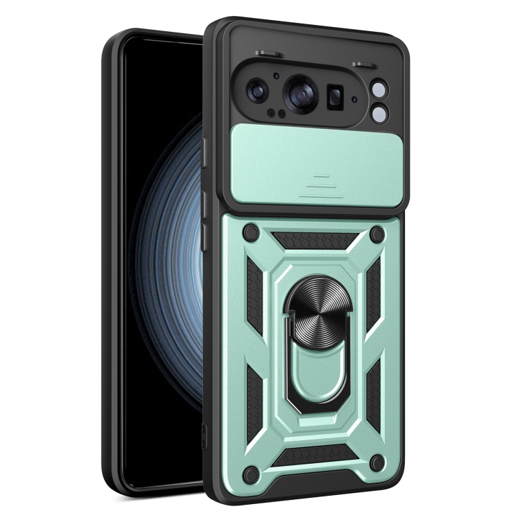 RING CAMERA Capac Cu Suport Pentru Google Pixel 9 Pro XL Verde