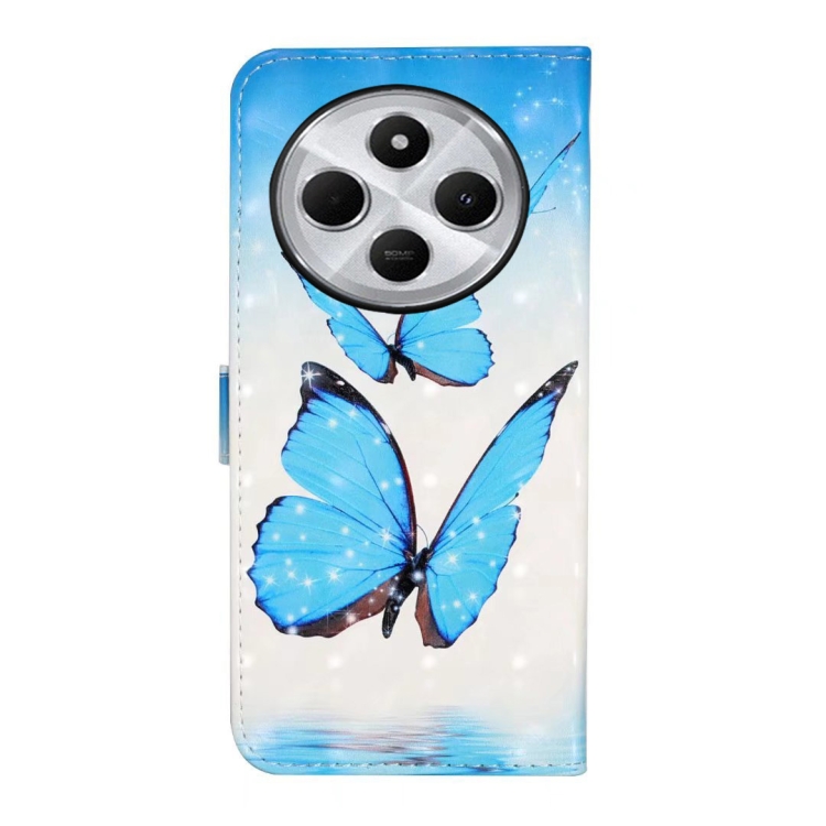 ART Husă Portofel Pentru Xiaomi Redmi 14C / Poco C75 BLUE BUTTERFLIES