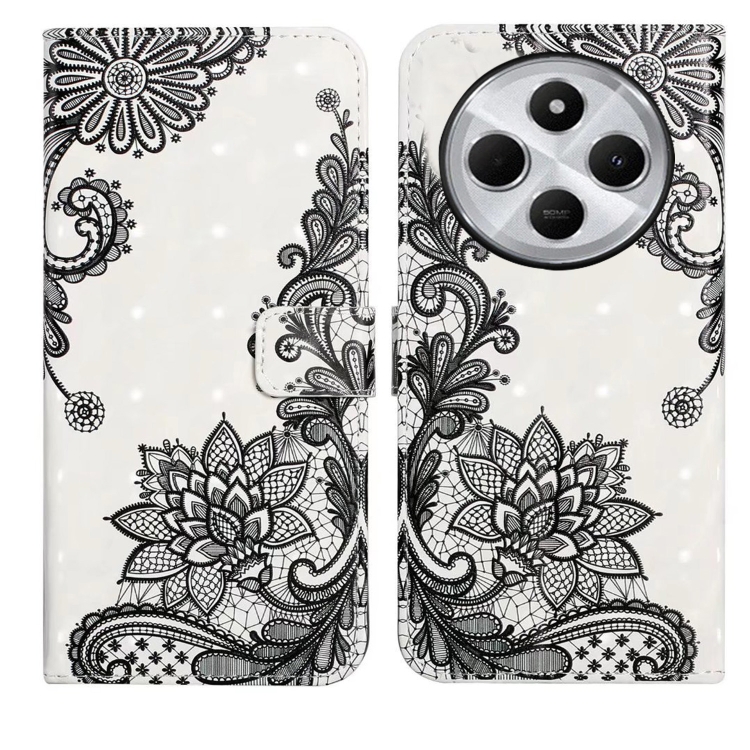 ART Husă Portofel Pentru Xiaomi Redmi 14C / Poco C75 LACE FLOWER