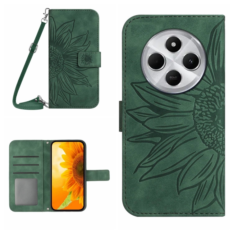 ART SUNFLOWER Husă Portofel Cu șnur Pentru Xiaomi Redmi 14C / Poco C75 Verde