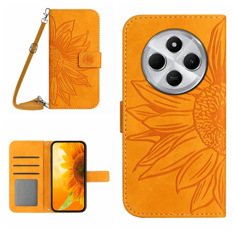 ART SUNFLOWER Husă Portofel Cu șnur Pentru Xiaomi Redmi 14C / Poco C75 Galben