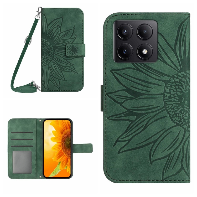 ART SUNFLOWER Husă Portofel Cu șnur Pentru Xiaomi 14T Pro Verde