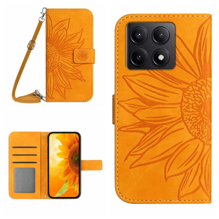 ART SUNFLOWER Husă Portofel Cu șnur Pentru Xiaomi 14T Pro Galben