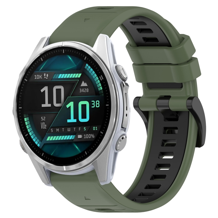 SPORT Curea Din Silicon înlocuibilă Garmin Fenix 8 43mm Verde-negru