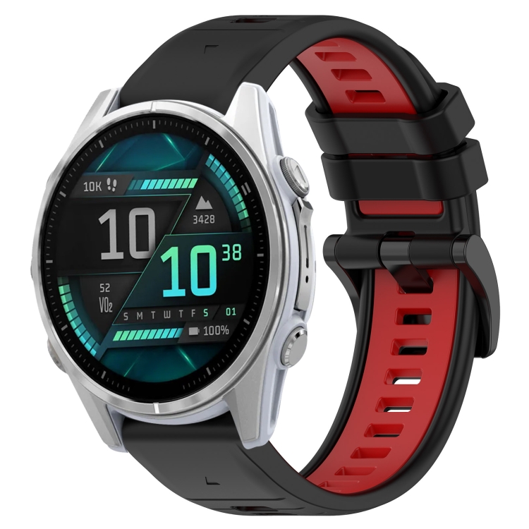 SPORT Curea Din Silicon înlocuibilă Garmin Fenix 8 43mm Negru-roșu