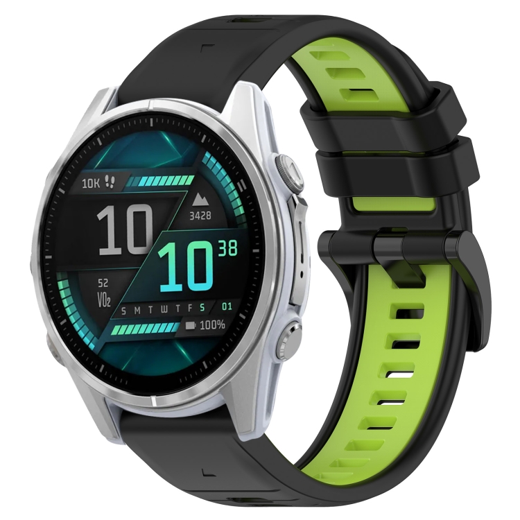 SPORT Curea Din Silicon înlocuibilă Garmin Fenix 8 43mm Negru-verde Deschis