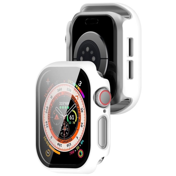 PC FULL COVER Capac Din Plastic Cu Sticlă Pentru Apple Watch 10 42mm Alb