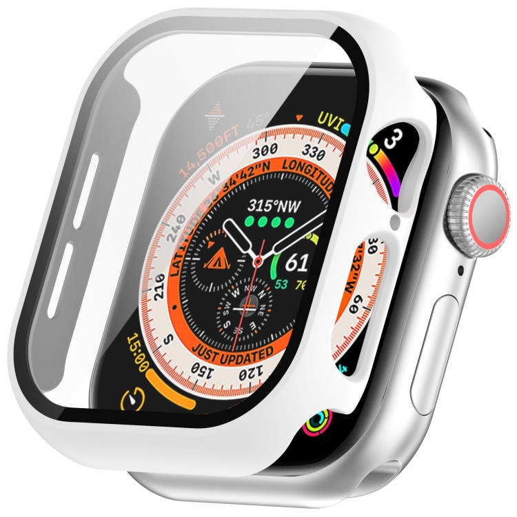 PC FULL COVER Capac Din Plastic Cu Sticlă Pentru Apple Watch 10 42mm Alb