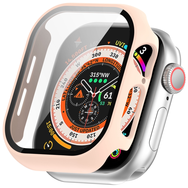 PC FULL COVER Capac Din Plastic Cu Sticlă Pentru Apple Watch 10 42mm Roz