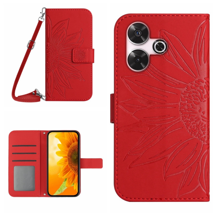 ART SUNFLOWER Husă Portofel Cu șnur Pentru Xiaomi Redmi 13 Red