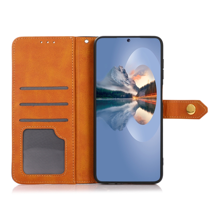 KHAZNEH DUAL-COLOR Husă Portofel Pentru Xiaomi Poco F6 Pro Maro