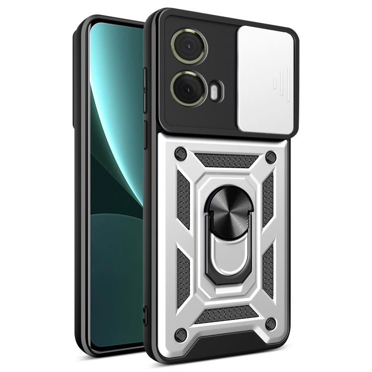 RING CAMERA Capac Cu Suport Pentru Motorola Moto G85 5G Argintiu