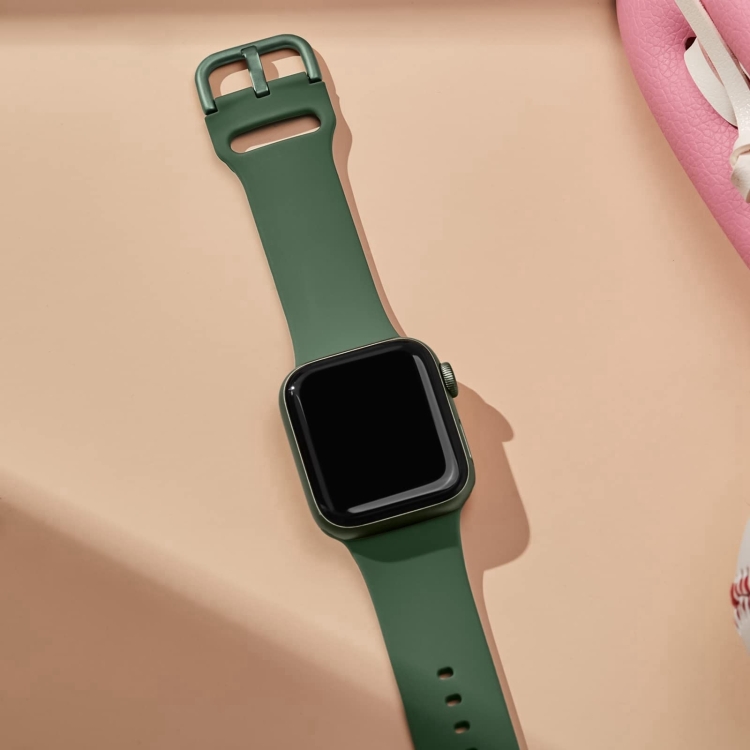 SILICONE Curea Interschimbabilă Pentru Apple Watch 10 46mm Verde închis