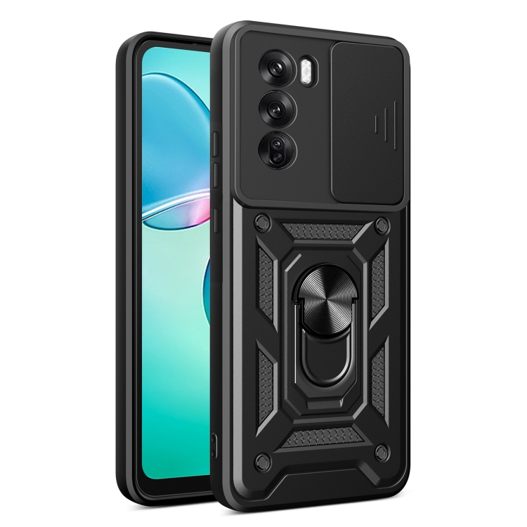 RING CAMERA Capac Cu Suport Pentru Oppo Reno12 Pro 5G Negru