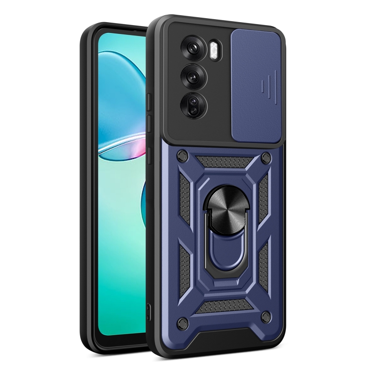 RING CAMERA Capac Cu Suport Pentru Oppo Reno12 Pro 5G Albastru