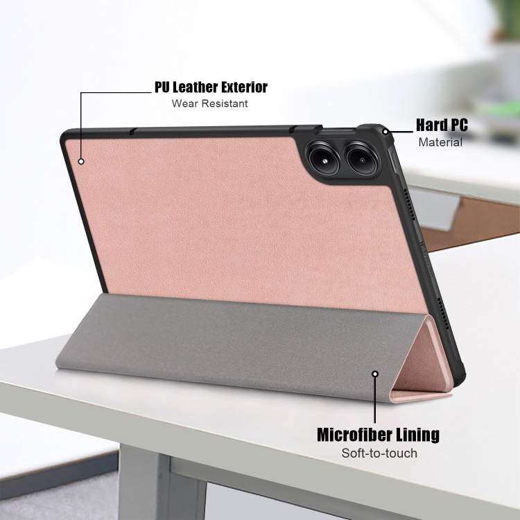 LEATHER Capac Cu Balamale Pentru Xiaomi Redmi Pad Pro / Pad Pentru 5G Aur Roz