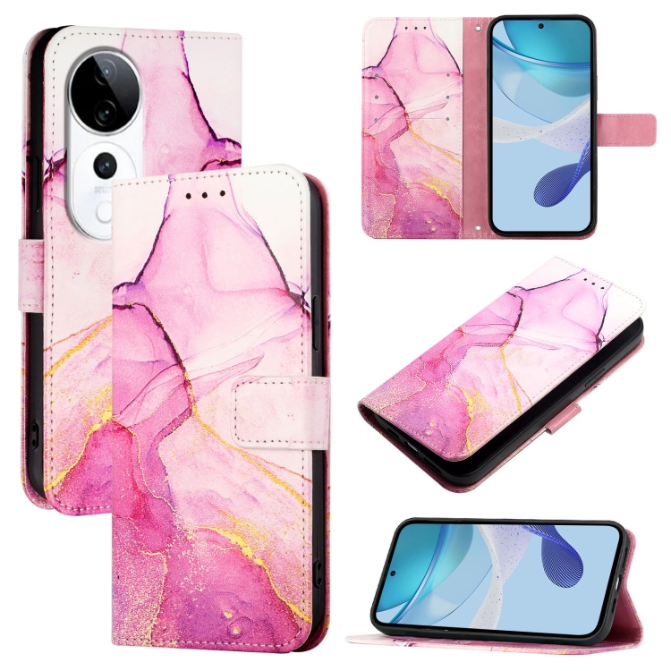 ART MARBLE Husă Portofel Pentru Vivo V40 5G PINK PURPLE