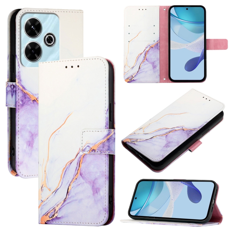 ART MARBLE Husă Portofel Pentru Xiaomi Redmi 13 WHITE PURPLE